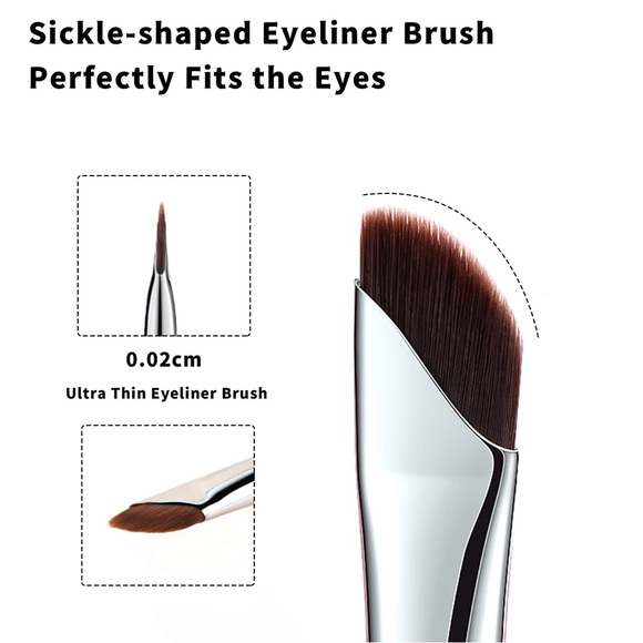 Eyeliner Brush Set, Fine Point, Sickle Ultra Thin Slanted Flat - Picture 7 of 11